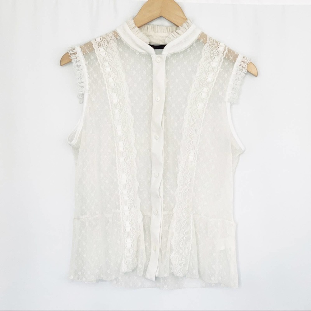 David Loren Collection White Lace Top L